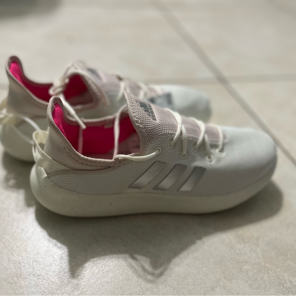 Adidas Cream and Pink Athletic Shoes size 6